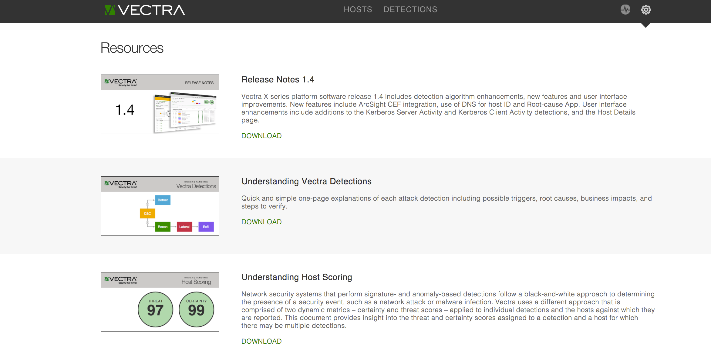 Vectra X-Series security appliance attack definition screen