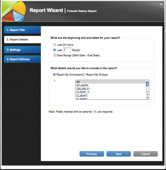 Symantec SBE2013 report wizard