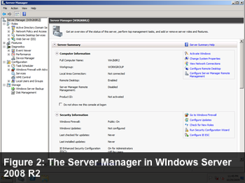 Figure 2: The Server Manager in Windows Server 2008 R2