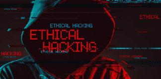 Ethical hacking concept with faceless hooded male person.
