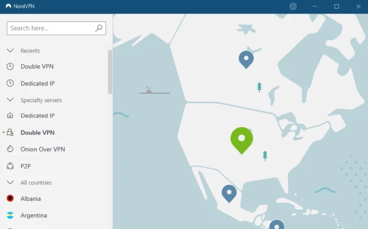 A screenshot of NordVPN interface.