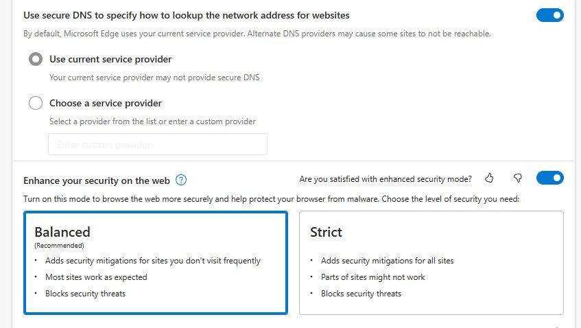 Microsoft Edge DNS setup.