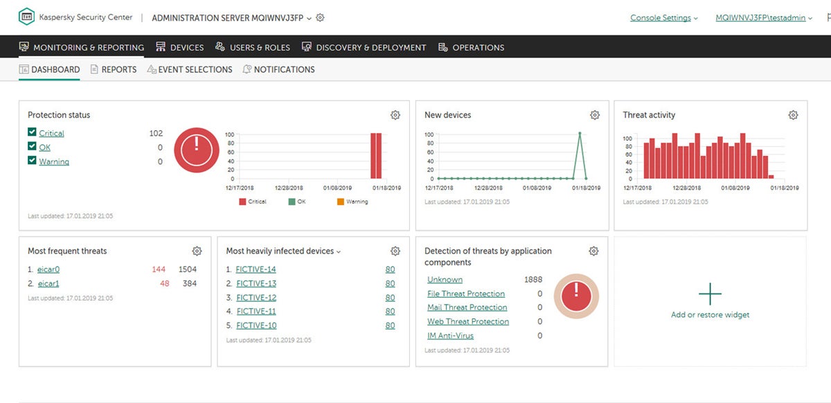 Kaspersky interface.