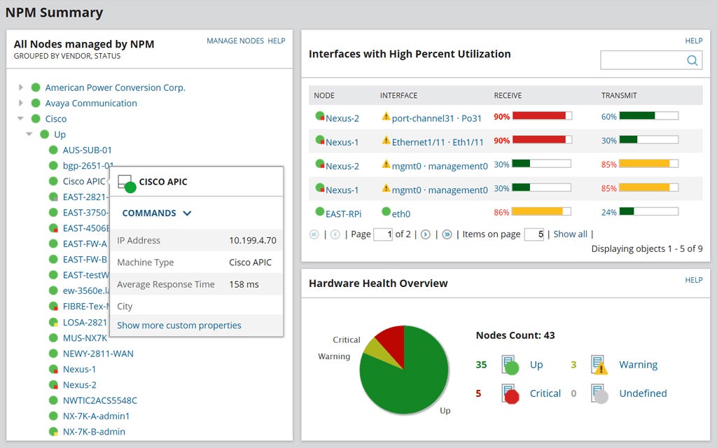 SolarWinds interface.