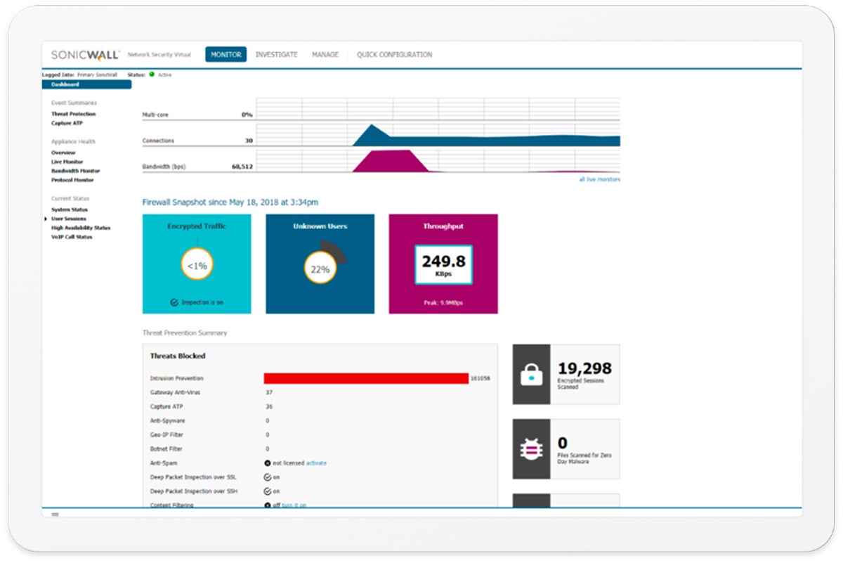 SonicWall interface.